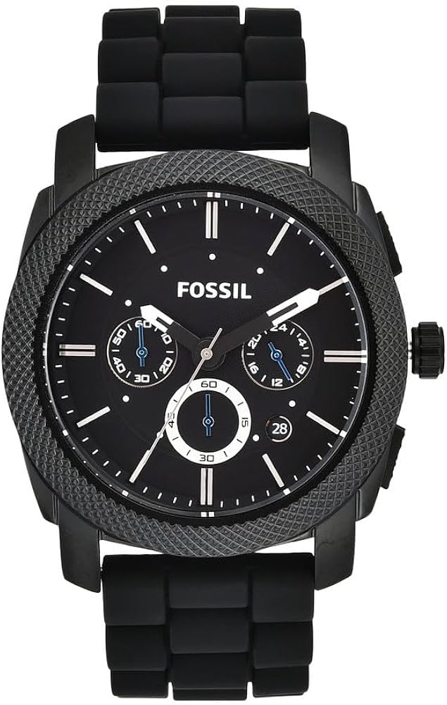 Fossil Machine Chronograph Black Dial Black Silicone Men's Watch Item No. FS4487