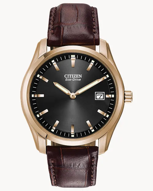 Citizen Eco Drive Black Dial Brown Leather Men's Watch Item No. AU1043-00E