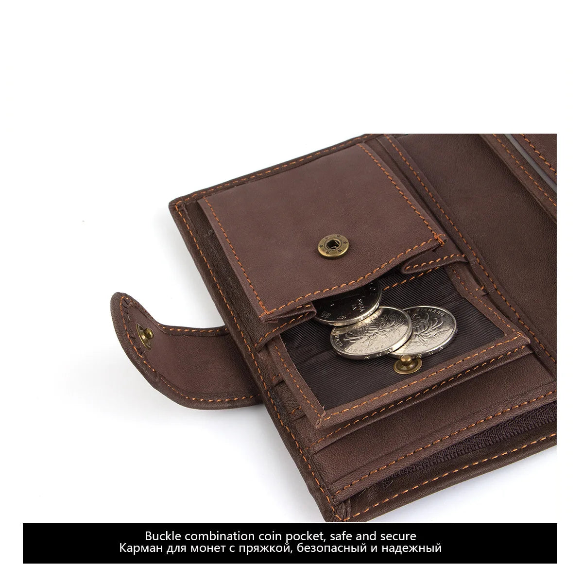 FoxDrop™ 2022 - Carteras de cuero para hombre, de piel de vaca auténtica, con 14 tarjeteros, monedero corto de alta calidad, reutilizables.
