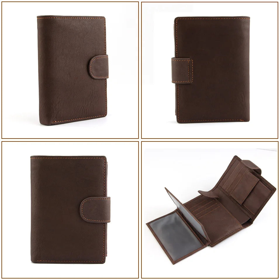 FoxDrop™ 2022 - Carteras de cuero para hombre, de piel de vaca auténtica, con 14 tarjeteros, monedero corto de alta calidad, reutilizables.