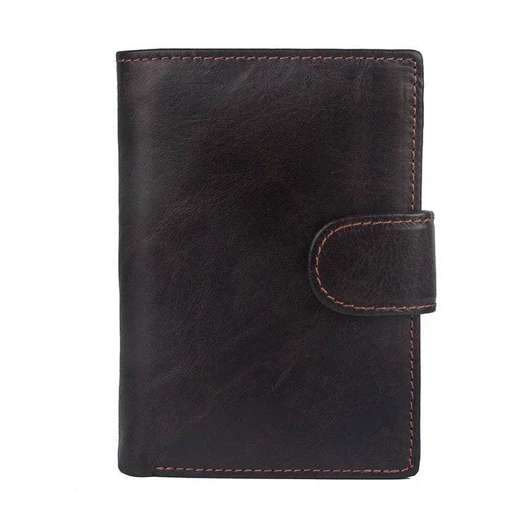 FoxDrop™ 2022 - Carteras de cuero para hombre, de piel de vaca auténtica, con 14 tarjeteros, monedero corto de alta calidad, reutilizables.