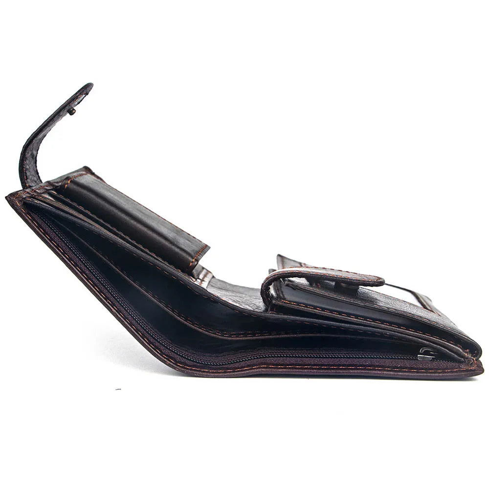 FoxDrop™ 2022 - Carteras de cuero para hombre, de piel de vaca auténtica, con 14 tarjeteros, monedero corto de alta calidad, reutilizables.