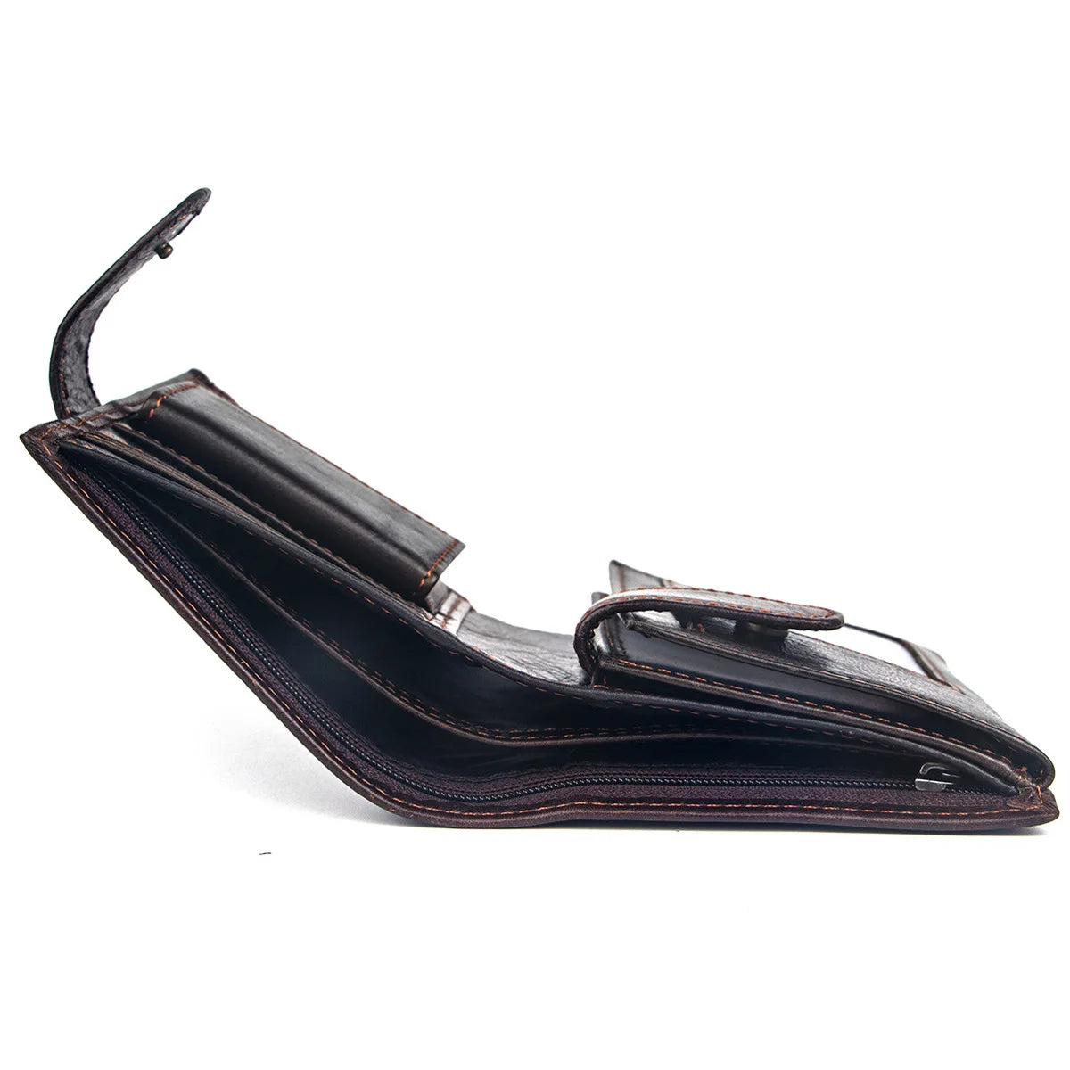 FoxDrop™ 2022 - Carteras de cuero para hombre, de piel de vaca auténtica, con 14 tarjeteros, monedero corto de alta calidad, reutilizables.