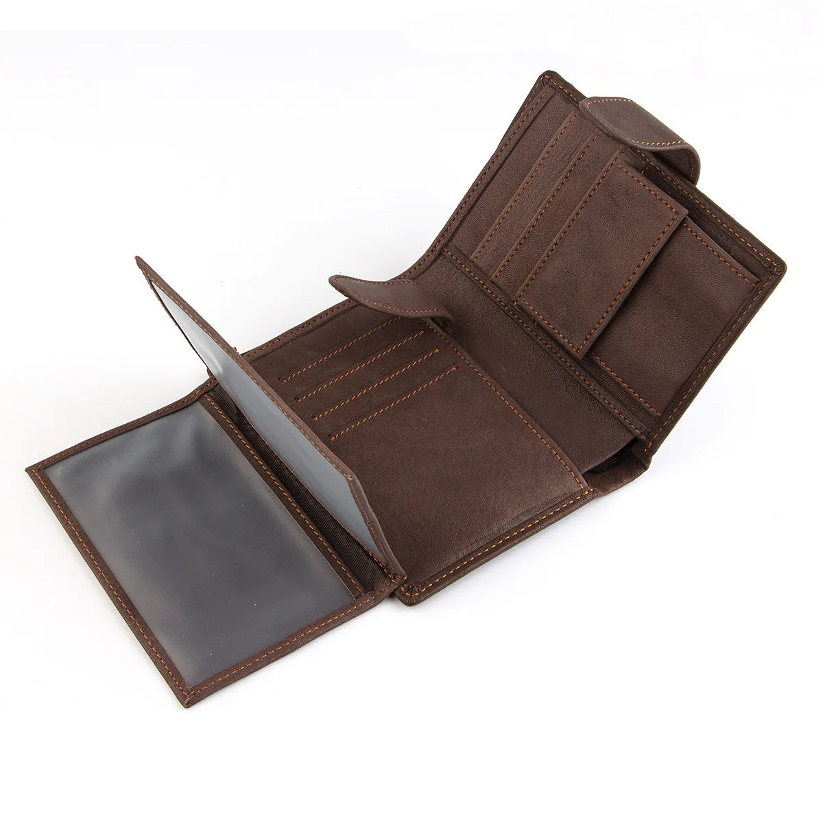 FoxDrop™ 2022 - Carteras de cuero para hombre, de piel de vaca auténtica, con 14 tarjeteros, monedero corto de alta calidad, reutilizables.