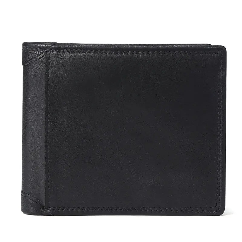 Cartera FoxDrop™ de piel de vacuno para hombre con monedero, estilo vintage, de piel auténtica marrón, con tarjetero.