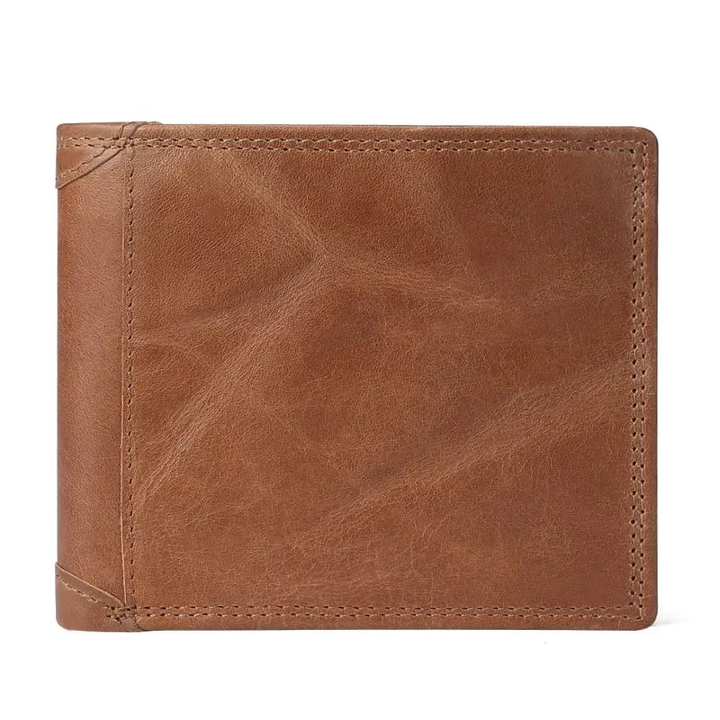 Cartera FoxDrop™ de piel de vacuno para hombre con monedero, estilo vintage, de piel auténtica marrón, con tarjetero.