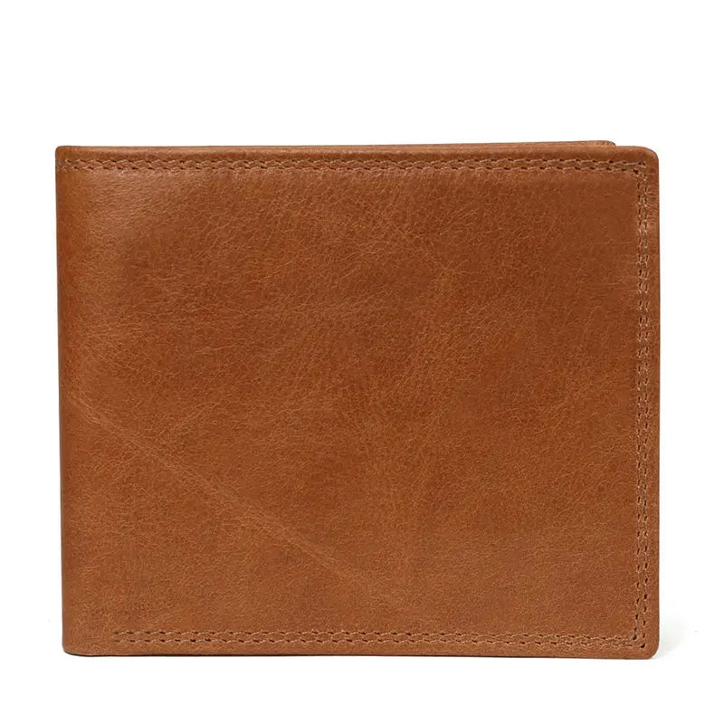 Cartera FoxDrop™ de piel de vacuno para hombre con monedero, estilo vintage, de piel auténtica marrón, con tarjetero.