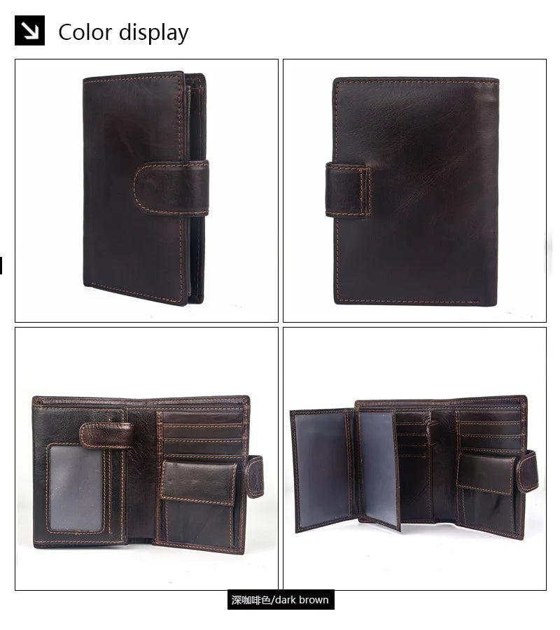 FoxDrop™ 2022 - Carteras de cuero para hombre, de piel de vaca auténtica, con 14 tarjeteros, monedero corto de alta calidad, reutilizables.