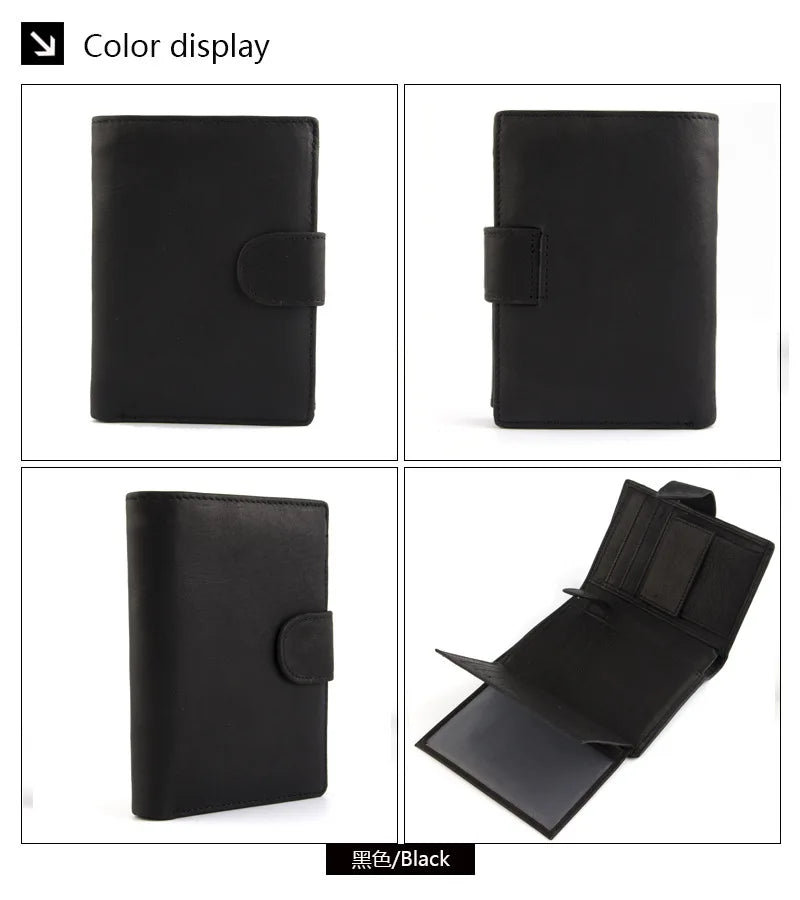 FoxDrop™ 2022 - Carteras de cuero para hombre, de piel de vaca auténtica, con 14 tarjeteros, monedero corto de alta calidad, reutilizables.
