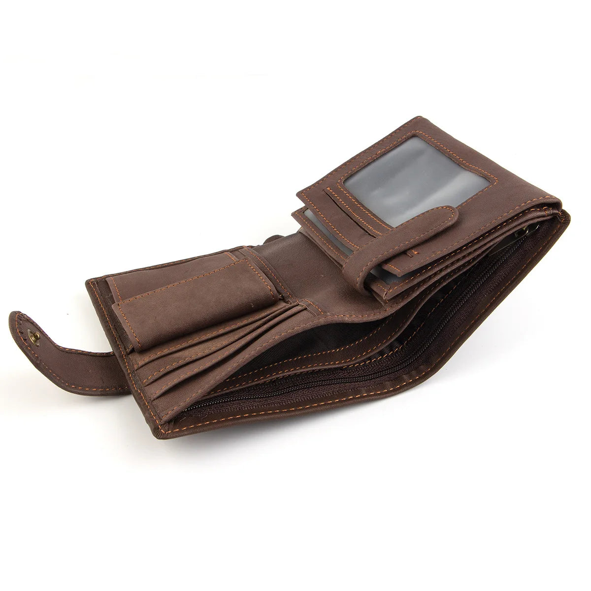 FoxDrop™ 2022 - Carteras de cuero para hombre, de piel de vaca auténtica, con 14 tarjeteros, monedero corto de alta calidad, reutilizables.