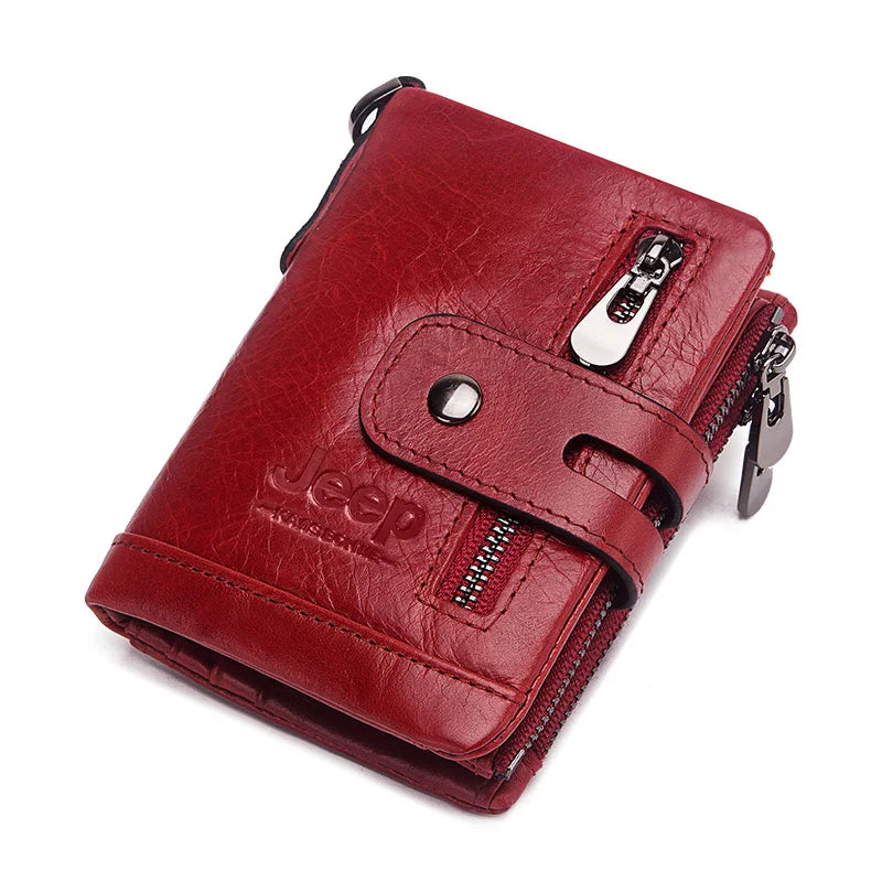 Monedero FoxDrop™ 100% de piel auténtica para hombre, tarjetero pequeño, cartera con cadena, cartera de bolsillo para hombre, calidad