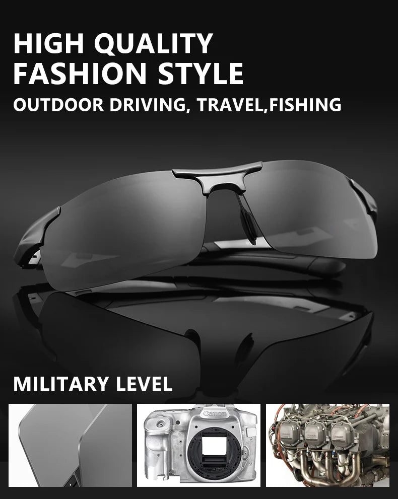FoxDrop™ CLLOIO Nouvelles lunettes de soleil photochromiques polarisées en aluminium pour hommes Lunettes de conduite polarisées de jour et de nuit Anti-éblouissement Caméléon Oculos de sol
