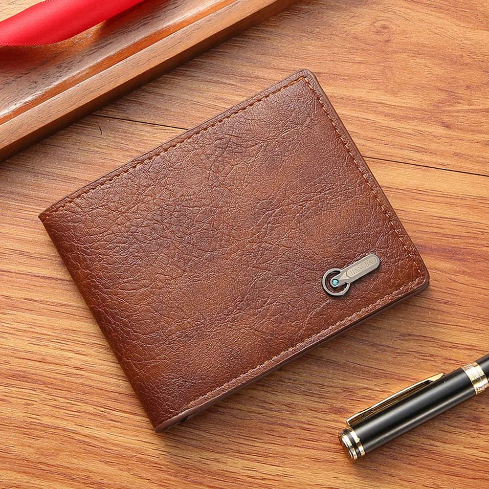 Portefeuille FoxDrop™ pour homme, nouvelle marque, court, à carreaux, horizontal, en cuir souple, grande capacité, multi-cartes