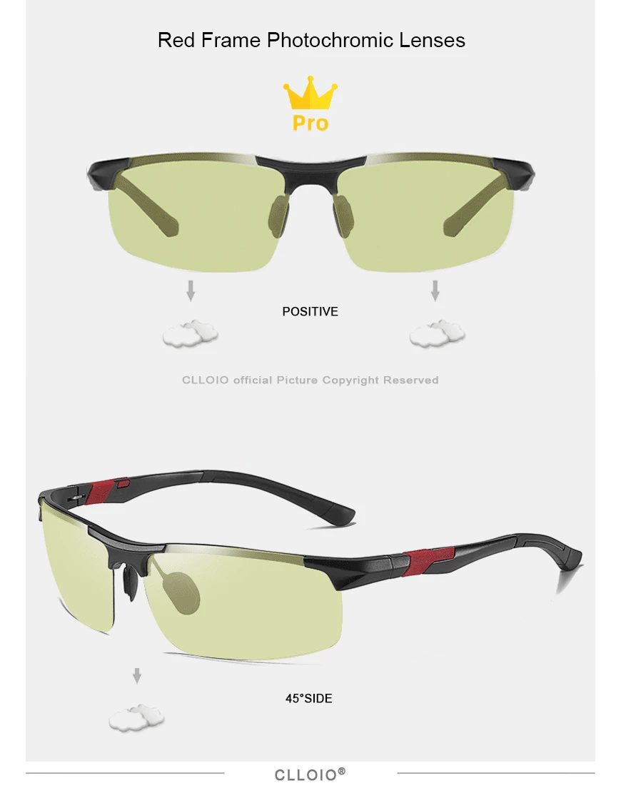 FoxDrop™ CLLOIO Nouvelles lunettes de soleil photochromiques polarisées en aluminium pour hommes Lunettes de conduite polarisées de jour et de nuit Anti-éblouissement Caméléon Oculos de sol