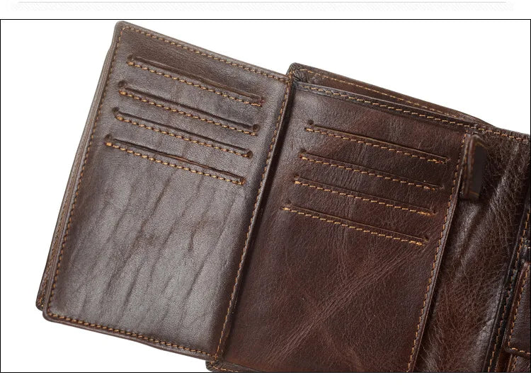 Portefeuille FoxDrop™ pour homme, nouveau, en cuir de vache véritable, porte-monnaie, pochette, moraillon, ouvert, qualité supérieure, style rétro, court