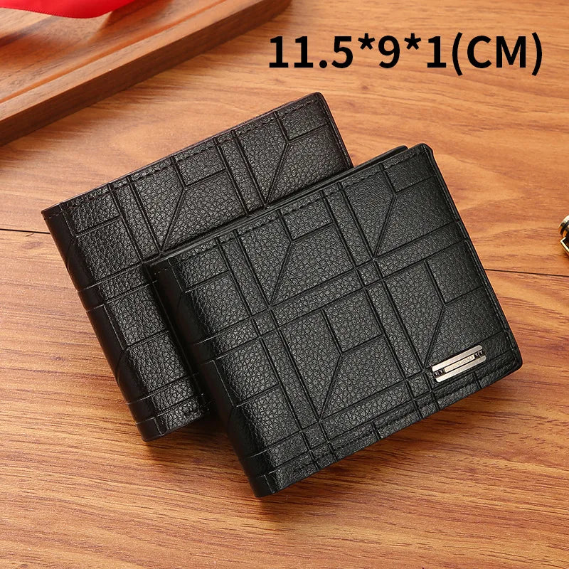 Portefeuille FoxDrop™ pour homme, nouvelle marque, court, à carreaux, horizontal, en cuir souple, grande capacité, multi-cartes