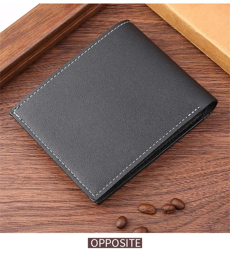 Portefeuille court en cuir givré FoxDrop™ pour homme, multi-emplacements, porte-monnaie et porte-photo, petit portefeuille pour homme, haute qualité, nouveauté 2024