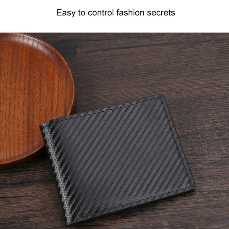 Portefeuille court en fibre de carbone FoxDrop™ pour homme, porte-cartes de crédit, grande capacité, pince à billets, porte-cartes fin à deux volets avec fenêtre pour carte d'identité