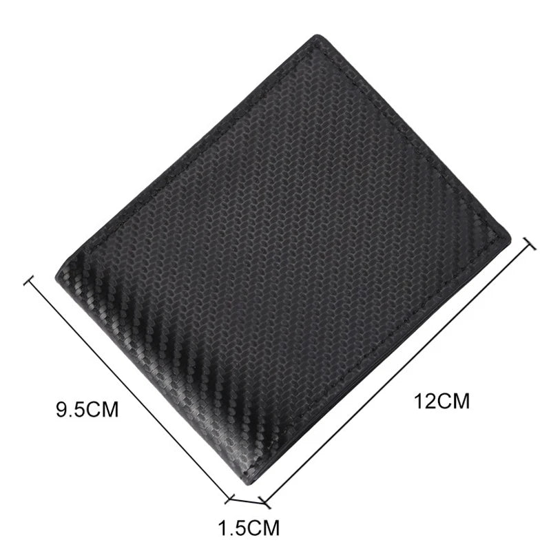 Portefeuille court en fibre de carbone FoxDrop™ pour homme, porte-cartes de crédit, grande capacité, pince à billets, porte-cartes fin à deux volets avec fenêtre pour carte d'identité
