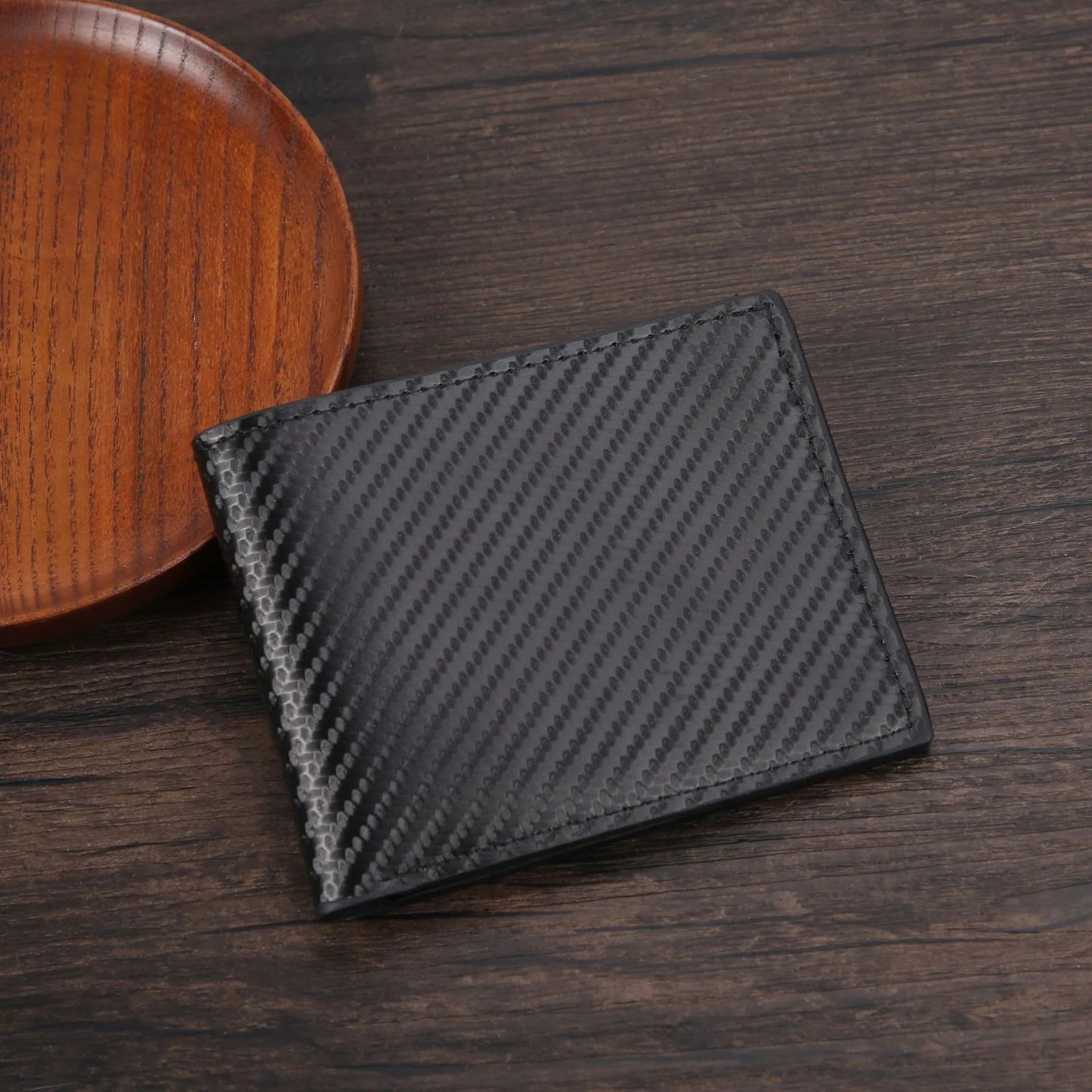 Portefeuille court en fibre de carbone FoxDrop™ pour homme, porte-cartes de crédit, grande capacité, pince à billets, porte-cartes fin à deux volets avec fenêtre pour carte d'identité