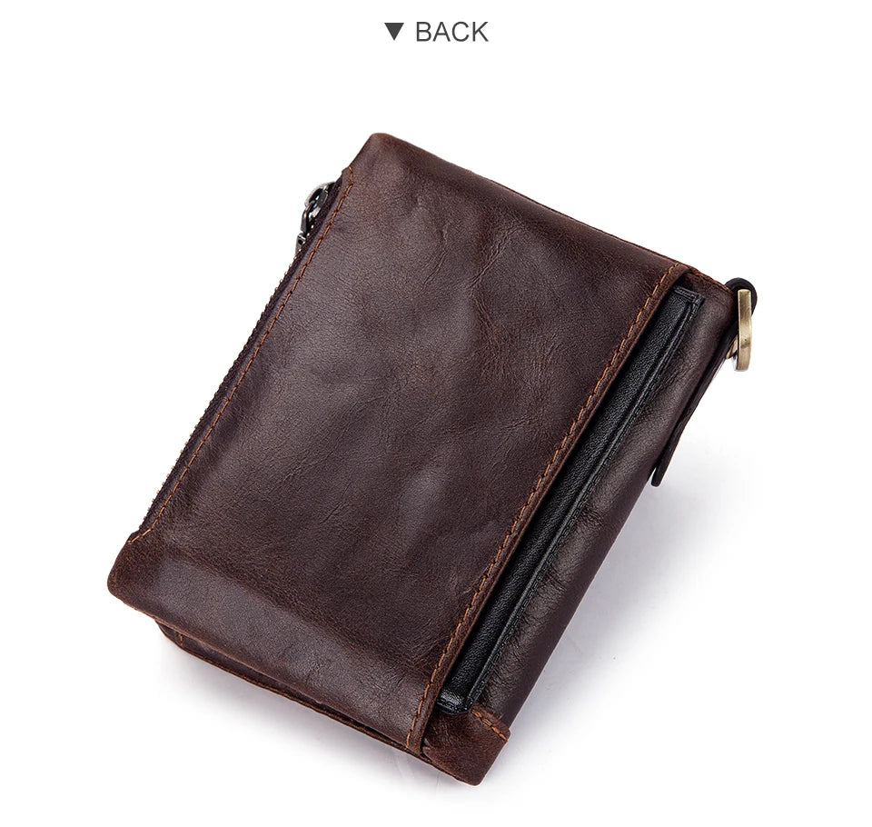 Monedero FoxDrop™ 100% de piel auténtica para hombre, tarjetero pequeño, cartera con cadena, cartera de bolsillo para hombre, calidad