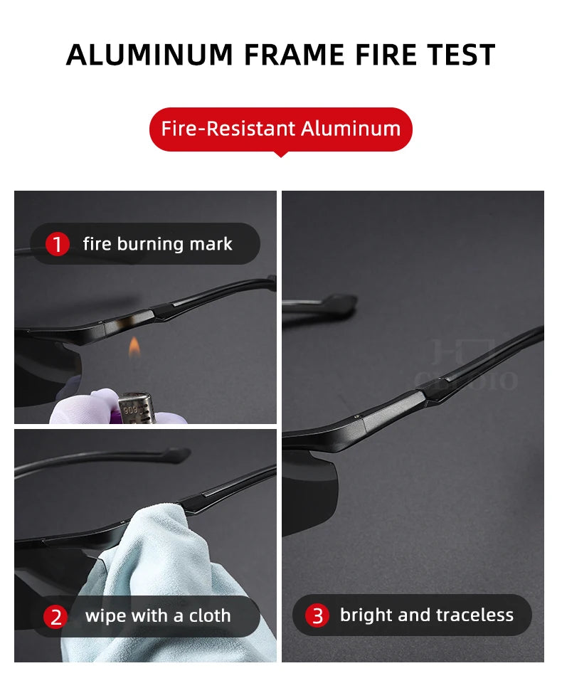FoxDrop™ CLLOIO Nouvelles lunettes de soleil photochromiques polarisées en aluminium pour hommes Lunettes de conduite polarisées de jour et de nuit Anti-éblouissement Caméléon Oculos de sol