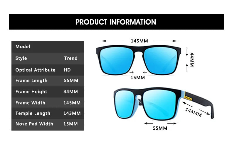 FoxDrop™ Square Polarized Sunglasses Anti Glare Sun Shades For Summer Party Vacation Travel Driving Fishing