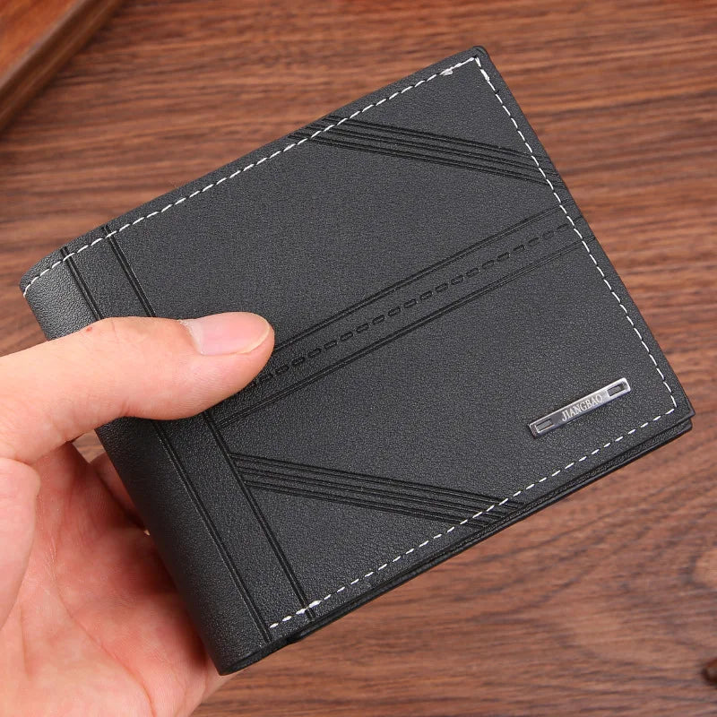 Portefeuille court en cuir givré FoxDrop™ pour homme, multi-emplacements, porte-monnaie et porte-photo, petit portefeuille pour homme, haute qualité, nouveauté 2024