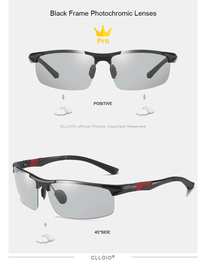 FoxDrop™ CLLOIO Nouvelles lunettes de soleil photochromiques polarisées en aluminium pour hommes Lunettes de conduite polarisées de jour et de nuit Anti-éblouissement Caméléon Oculos de sol
