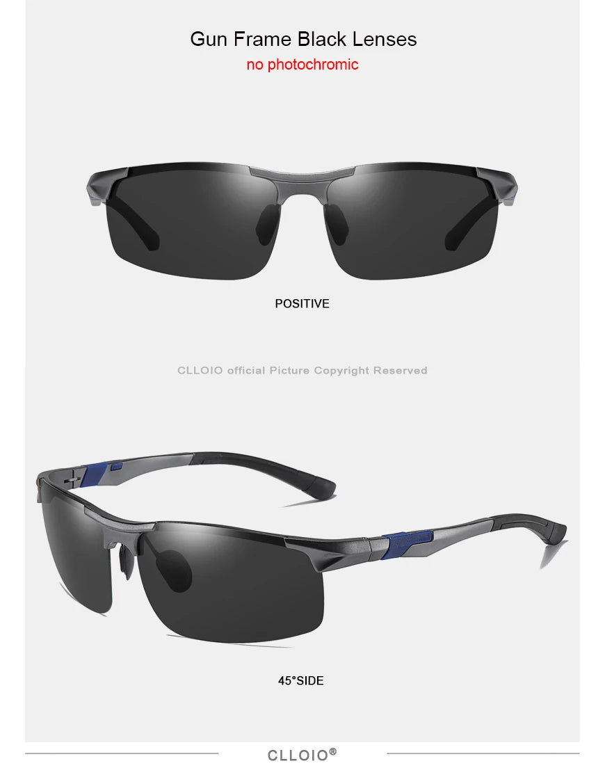 FoxDrop™ CLLOIO Nouvelles lunettes de soleil photochromiques polarisées en aluminium pour hommes Lunettes de conduite polarisées de jour et de nuit Anti-éblouissement Caméléon Oculos de sol
