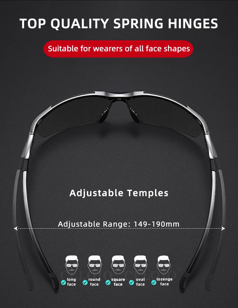 FoxDrop™ CLLOIO Nouvelles lunettes de soleil photochromiques polarisées en aluminium pour hommes Lunettes de conduite polarisées de jour et de nuit Anti-éblouissement Caméléon Oculos de sol