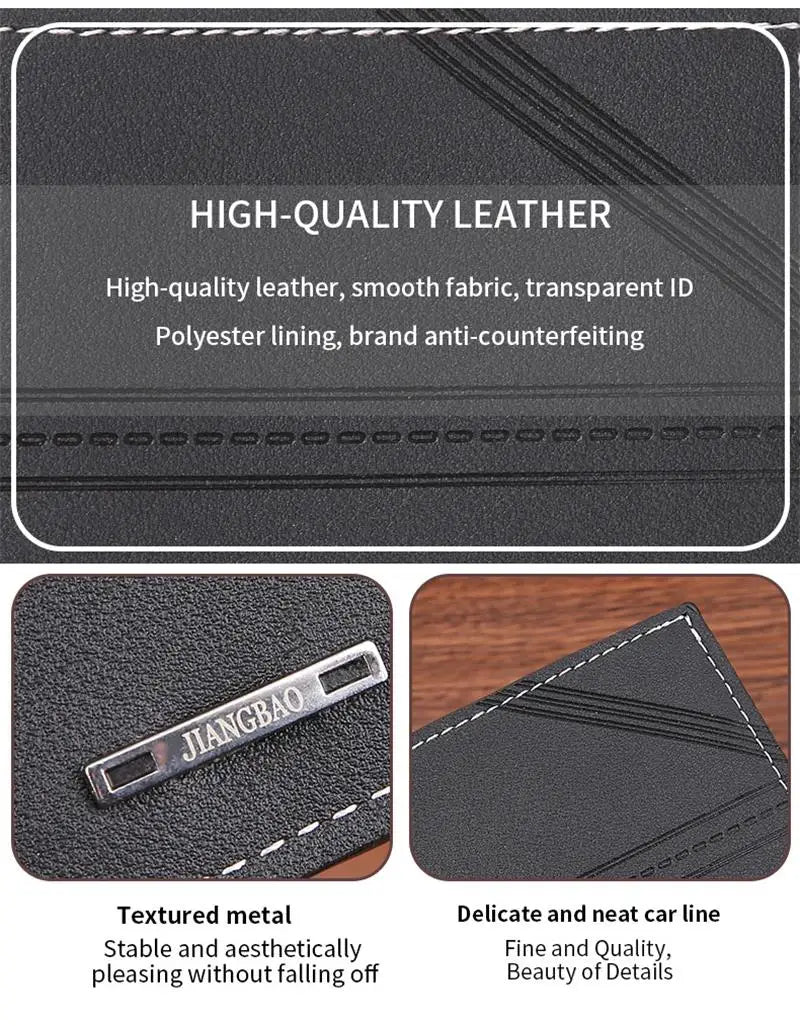 Portefeuille court en cuir givré FoxDrop™ pour homme, multi-emplacements, porte-monnaie et porte-photo, petit portefeuille pour homme, haute qualité, nouveauté 2024