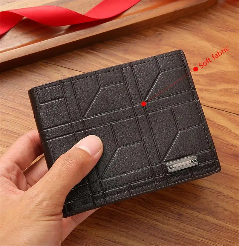 Portefeuille FoxDrop™ pour homme, nouvelle marque, court, à carreaux, horizontal, en cuir souple, grande capacité, multi-cartes