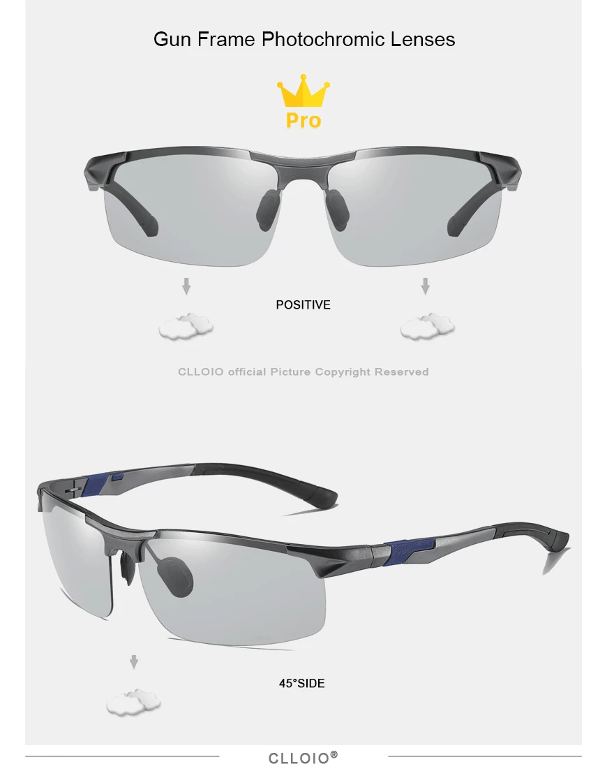 FoxDrop™ CLLOIO Nouvelles lunettes de soleil photochromiques polarisées en aluminium pour hommes Lunettes de conduite polarisées de jour et de nuit Anti-éblouissement Caméléon Oculos de sol