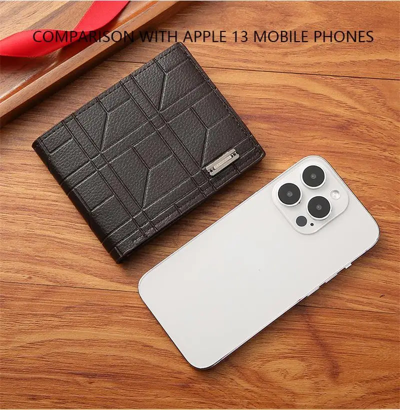 Portefeuille FoxDrop™ pour homme, nouvelle marque, court, à carreaux, horizontal, en cuir souple, grande capacité, multi-cartes