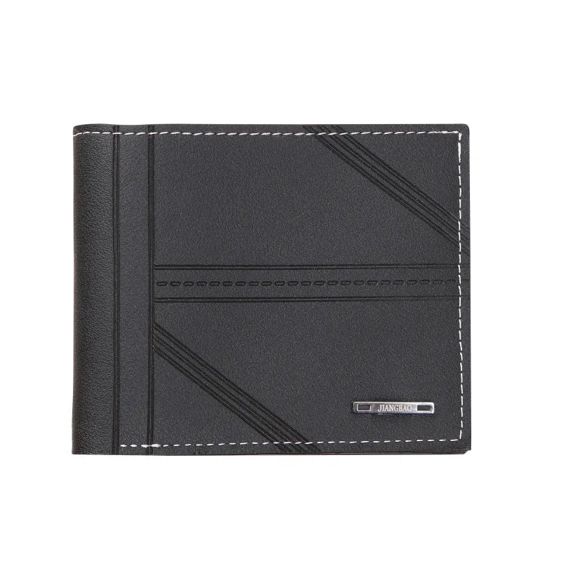 Portefeuille court en cuir givré FoxDrop™ pour homme, multi-emplacements, porte-monnaie et porte-photo, petit portefeuille pour homme, haute qualité, nouveauté 2024