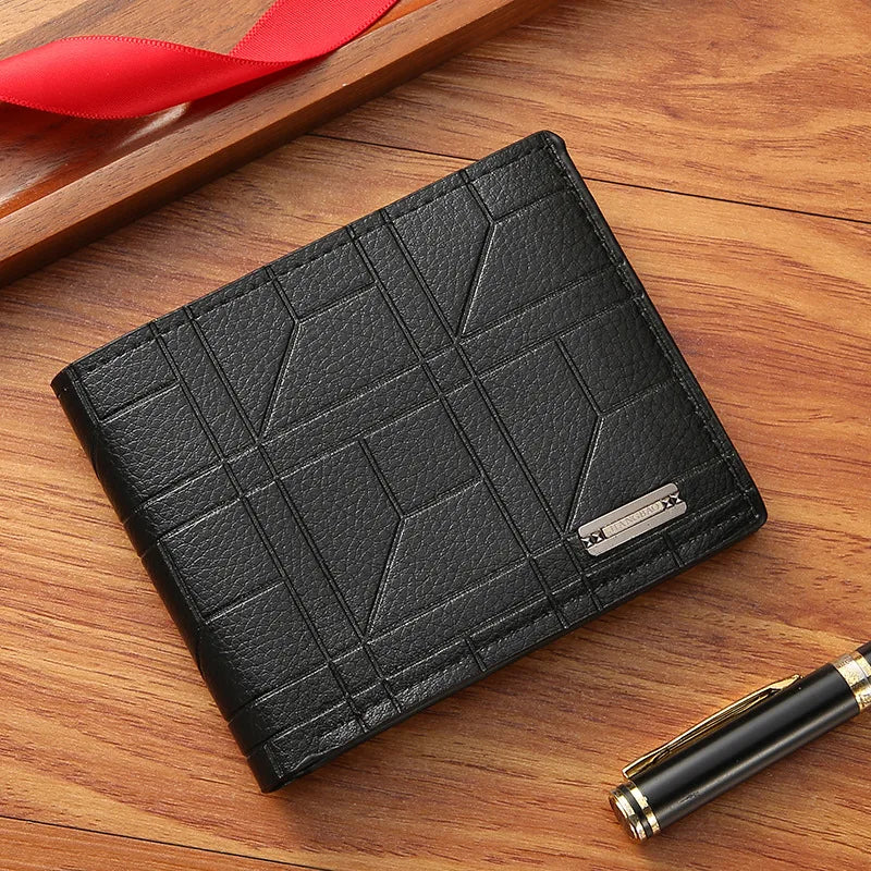 Portefeuille FoxDrop™ pour homme, nouvelle marque, court, à carreaux, horizontal, en cuir souple, grande capacité, multi-cartes