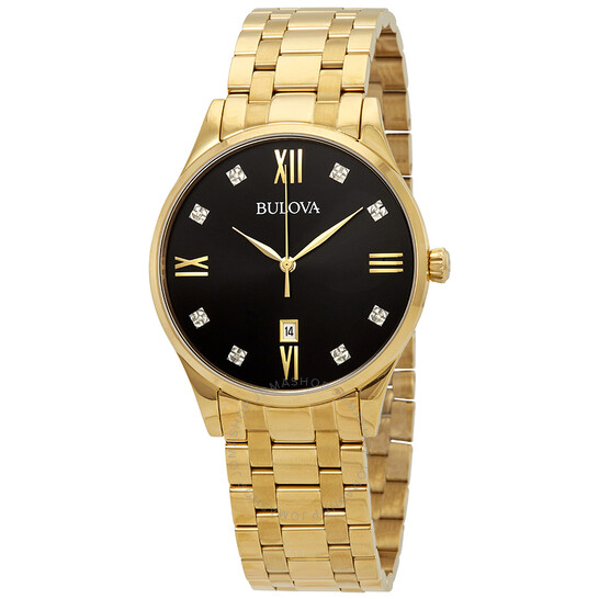 Bulova Diamond Black Dial Men's Watch, Item No. 97D108