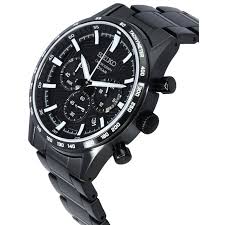 Seiko Chronograph Quartz Black Dial Men's Watch, model SSB415P1