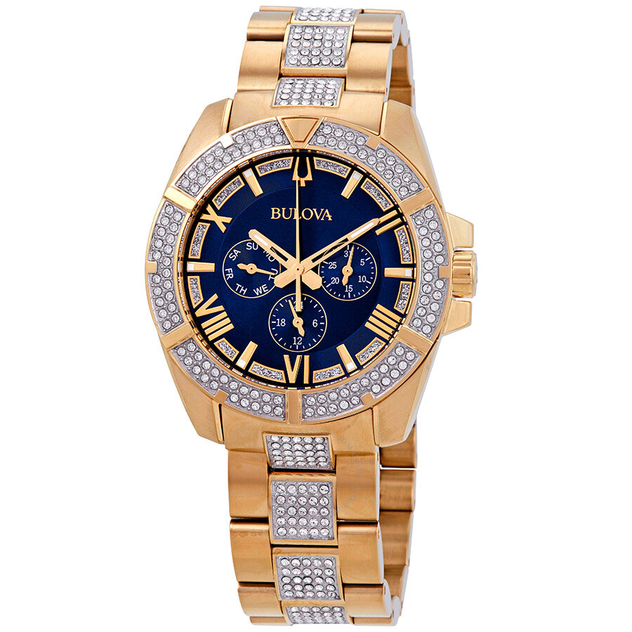 Bulova Open Box - Crystal Blue Dial Multifuncrtion Men's Watch Item No. 98C128