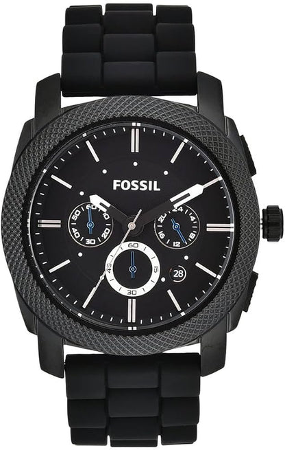 Fossil  Machine Chronograph Black Dial Black Silicone Men's Watch Item No. FS4487