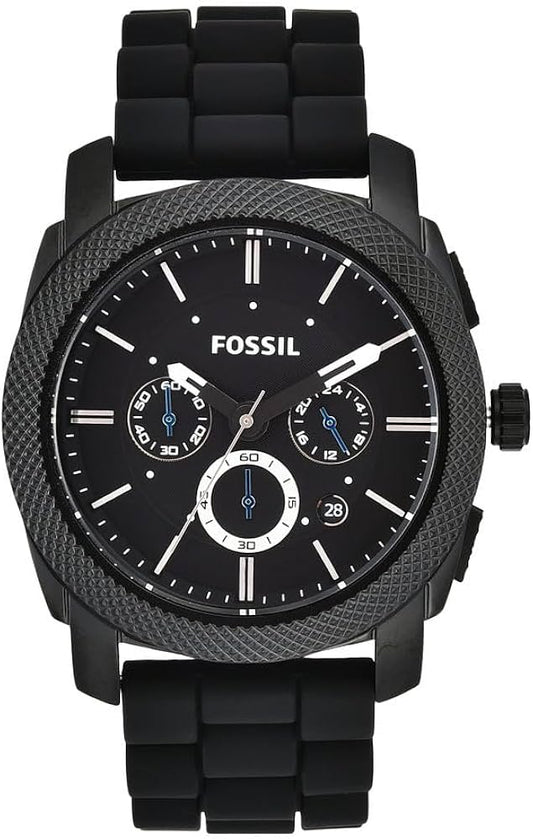 Fossil  Machine Chronograph Black Dial Black Silicone Men's Watch Item No. FS4487