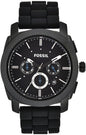 Fossil  Machine Chronograph Black Dial Black Silicone Men's Watch Item No. FS4487