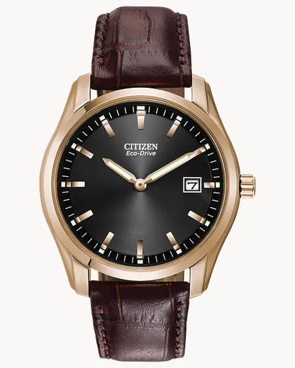Citizen  Eco Drive Black Dial Brown Leather Men's Watch Item No. AU1043-00E