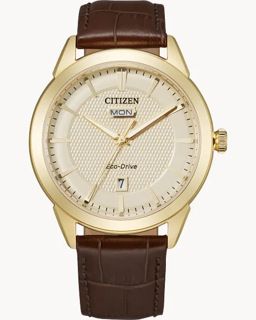 Citizen  Eco-Drive Champagne Dial Men's Watch Item No. AW0092-07Q