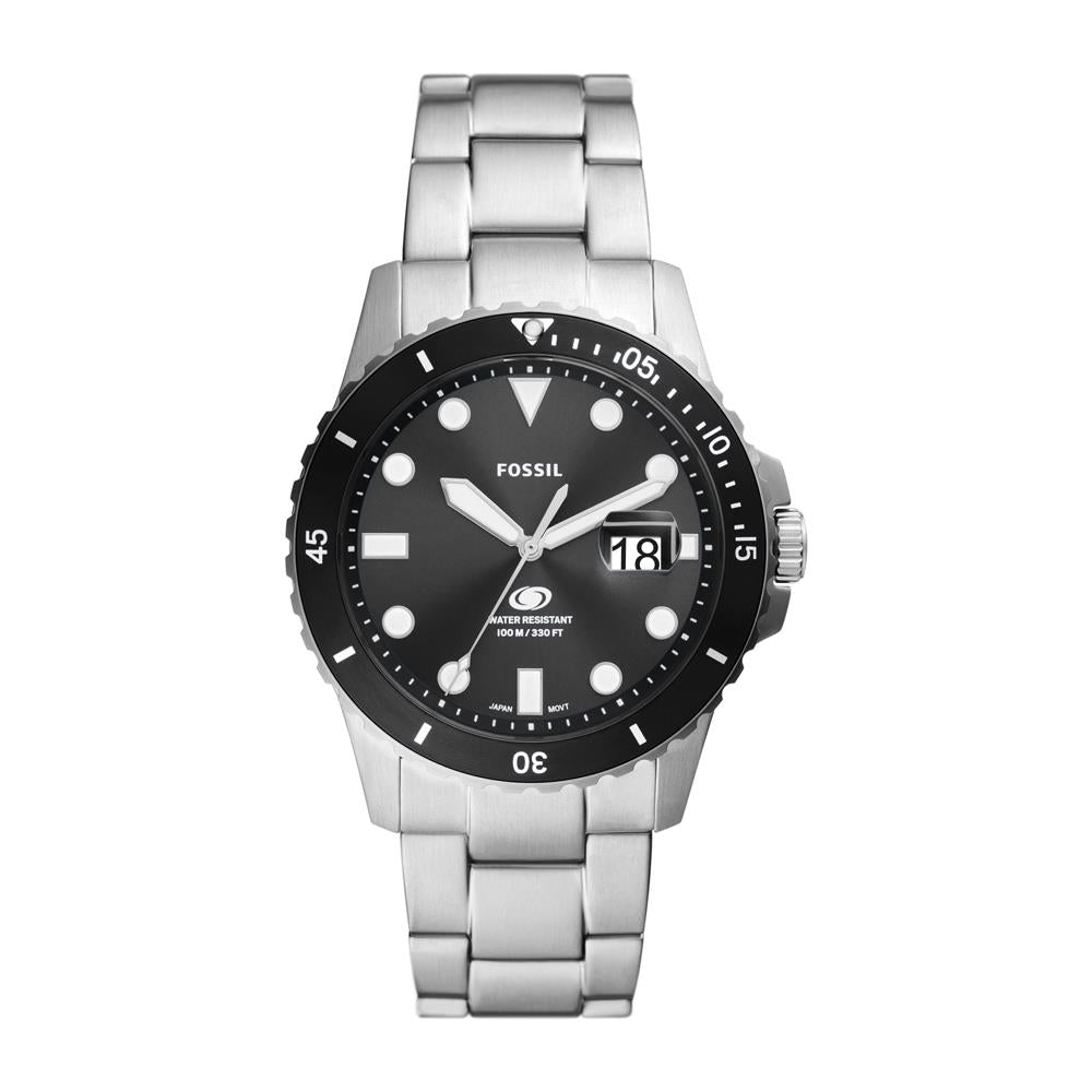 Montre homme Fossil Blue Dive à quartz et cadran noir, référence FS6032