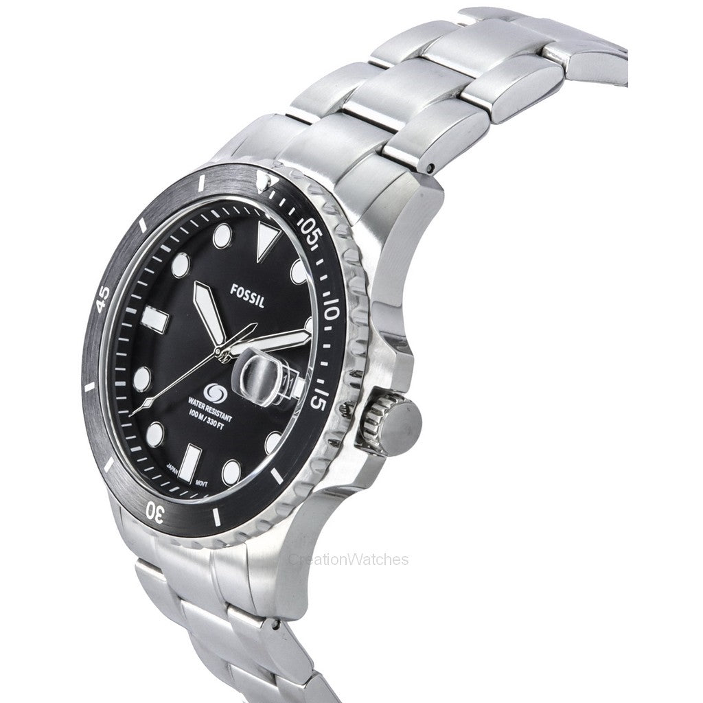 Montre homme Fossil Blue Dive à quartz et cadran noir, référence FS6032
