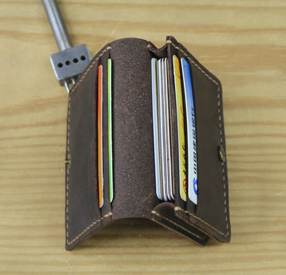 FoxDrop™ Portefeuilles de cartes en cuir véritable de luxe pour hommes, porte-cartes de crédit pour femmes, porte-cartes et pièces d'identité, organisateur pour hommes, porte-cartes de visite