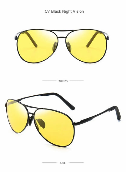 FoxDrop™ Aviation Metail Frame Polarized Sunglasses Men Color Changing Sun Glasses  Pilot Male Day Night Vision Driving