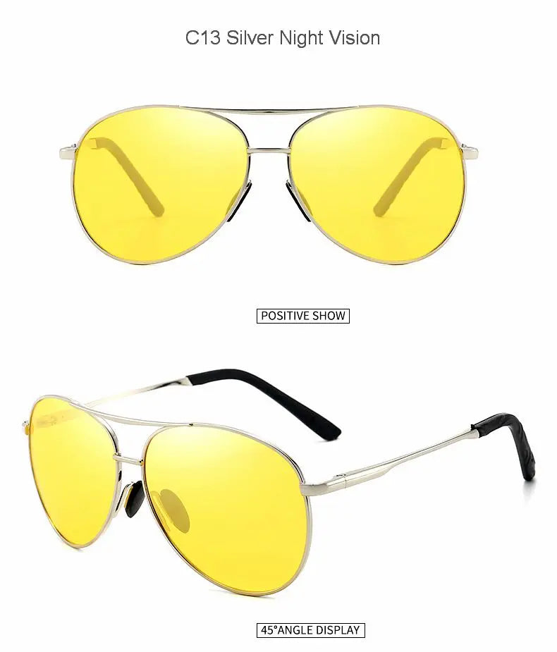 FoxDrop™ Aviation Metail Frame Polarized Sunglasses Men Color Changing Sun Glasses  Pilot Male Day Night Vision Driving